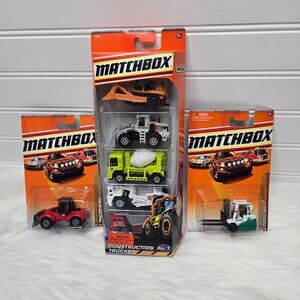 Lot of 7 Matchbox Construction No 1 Trucks, Power Lift & Tractor Plow New In Box